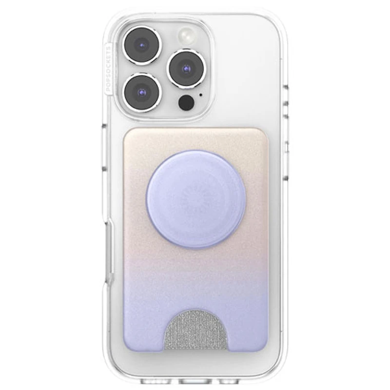 Support universel à prise extensible pour cellulaire MagSafe PopWallet+ (Plus) de PopSockets - Brume matinale métallique