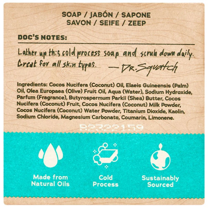 Dr. Squatch Men's Natural Bar Soap - Coconut Castaway