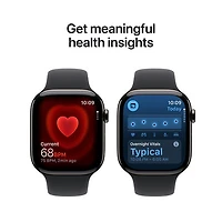 Apple Watch Series 11 (GPS + Cellulaire) avec boîtier de mm en titane ardoise et bracelet sport noir avec TELUS - Moyen/Grand