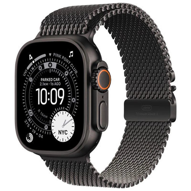 Freedom Mobile Apple Watch Ultra 3 (GPS + Cellular) 49mm Black Titanium Case with Black Titanium Milanese Loop