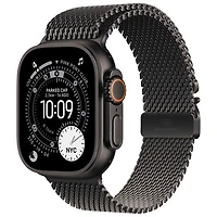 Apple Watch Ultra 3 (GPS + cellulaire) avec boîtier de 49 mm en titane noir et bracelet milanais en titane noir avec Freedom Mobile - Grand - Paiement Balance mensuel