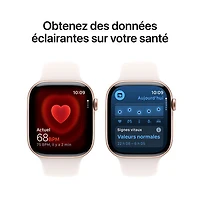Apple Watch Series 11 (GPS + Cellulaire) avec boîtier de 42 mm en aluminium or rose et bracelet sport rose tendre avec Bell - Petit/Moyen - Financement mensuel