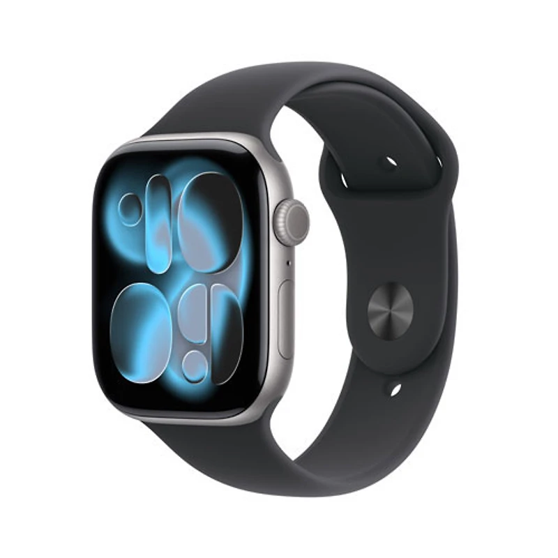 TELUS Apple Watch Series 11 (GPS + Cellular) 42mm Space Grey Aluminum Case with Black Sport Band - /Medium