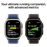 Apple Watch Ultra 3 (GPS + Cellulaire) avec boîtier de 49 mm en titane noir et bracelet sentier noir/charbon avec Bell - Moyen/Grand - Financement mensuel