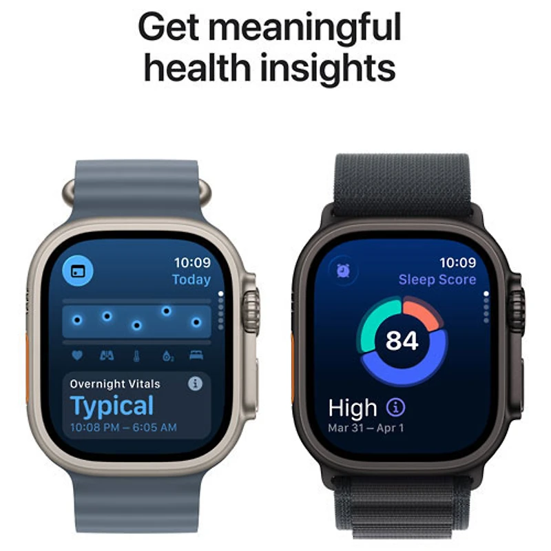 Apple Watch Ultra 3 (GPS + cellulaire) avec boîtier de 49 mm en titane naturel et bracelet alpin bleu clair avec Freedom Mobile - Petit - Paiement Balance mensuel