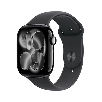 Rogers Apple Watch Series 11 (GPS + Cellular) 42mm Jet Black Aluminum Case with Black Sport Band - Small/Medium - Monthly Financing