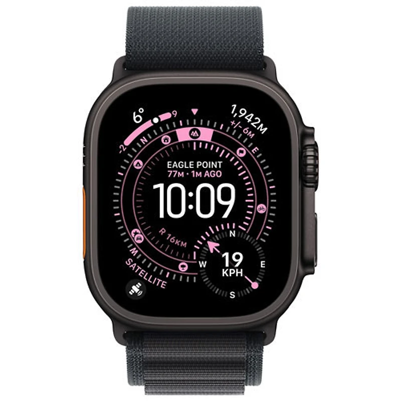 Apple Watch Ultra 3 (GPS + cellulaire) avec boîtier de 49 mm en titane noir et bracelet alpin noir avec Freedom Mobile - Petit - Paiement Balance mensuel