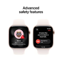 Apple Watch Series 11 (GPS + cellulaire) avec boîtier de mm en aluminium or rose et bracelet sport rose tendre avec Freedom Mobile - Moyen/Grand