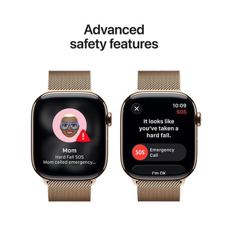 Freedom Mobile Apple Watch Series 11 (GPS + Cellular) 42mm Gold Titanium Case with Gold Milanese Loop - Medium/Large - Monthly Tab Payment