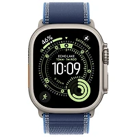 Apple Watch Ultra 3 (GPS + Cellulaire) avec boîtier de 49 mm en titane naturel et bracelet sentier bleu/bleu vif avec Rogers - Petit/Moyen - Financement mensuel