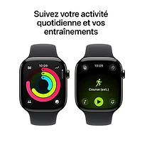 Apple Watch Series 11 (GPS + Cellulaire) avec boîtier de mm en titane ardoise et bracelet sport noir avec Rogers - Petit/Moyen