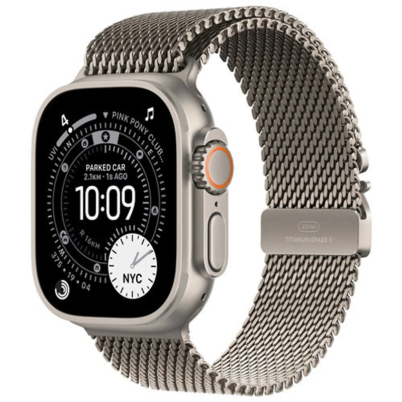 Koodo Apple Watch Ultra 3 (GPS + Cellular) 49mm Natural Titanium Case with Natural Titanium Milanese Loop - Medium - Monthly Tab Payment