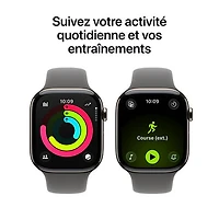 Apple Watch Series 11 (GPS + cellulaire) avec boîtier de mm en titane naturel et bracelet sport gris pierre avec Freedom Mobile - Petit/Moyen