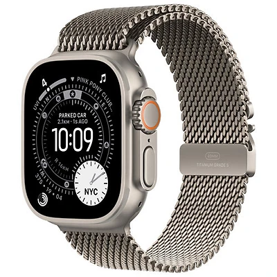 TELUS Apple Watch Ultra 3 (GPS + Cellular) 49mm Natural Titanium Case with Natural Titanium Milanese Loop - Medium - Monthly Financing