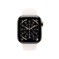Rogers Apple Watch Series 11 (GPS + Cellular) 42mm Gold Titanium Case with Light Blush Sport Band - Medium/Large - Monthly Financing