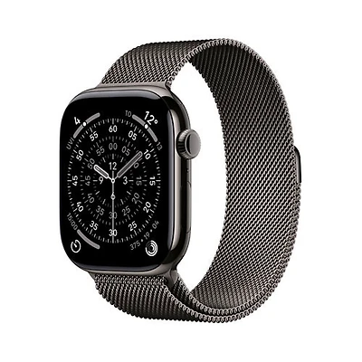 Apple Watch Series 11 (GPS + cellulaire) avec boîtier de 46 mm en titane ardoise et bracelet milanais ardoise avec Koodo - Petit/Moyen - Paiement Balance mensuel