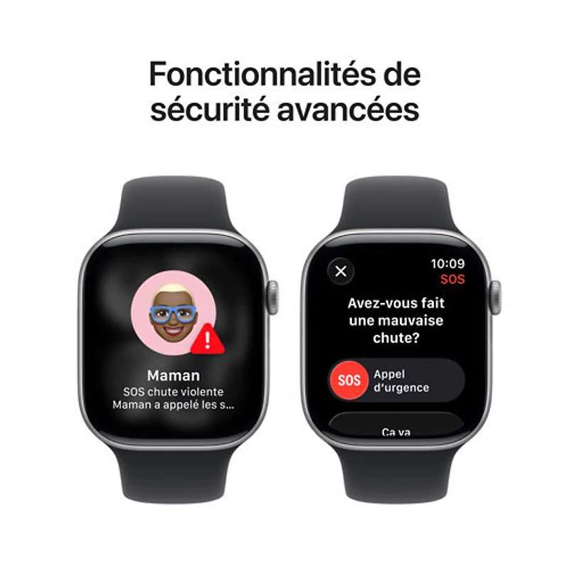 Apple Watch Series 11 (GPS + Cellulaire) avec boîtier de 46 mm en aluminium gris cosmique et bracelet sport noir avec Rogers - Petit/Moyen - Financement mensuel