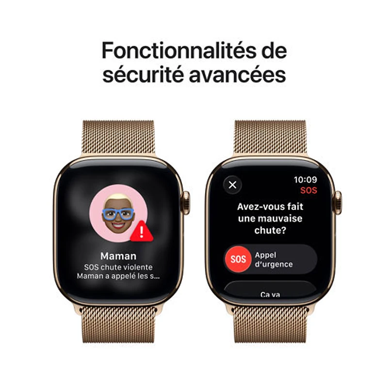 Apple Watch Series 11 (GPS + Cellulaire) avec boîtier de 46 mm en titane or et bracelet milanais or avec Rogers - Petit/Moyen - Financement mensuel