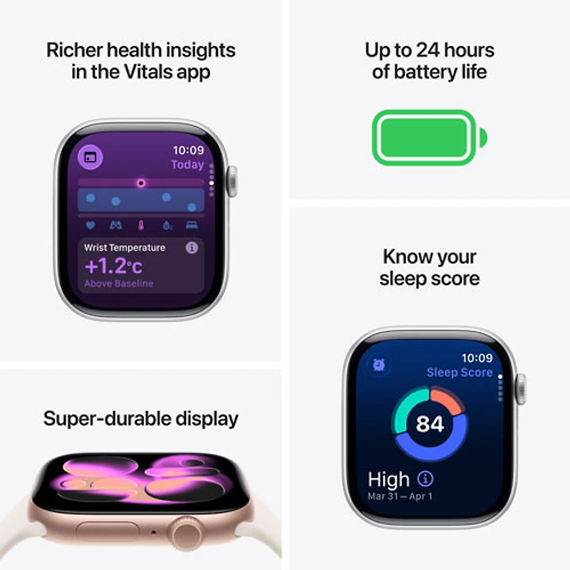 Apple Watch Series 11 (GPS + cellulaire) avec boîtier de 46 mm en titane or et bracelet milanais or avec Freedom Mobile - Petit/Moyen - Paiement Balance mensuel