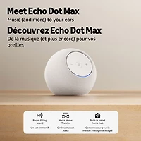 Haut-parleur intelligent Echo Dot Max d'Amazon avec Alexa+ - Blanc glacier