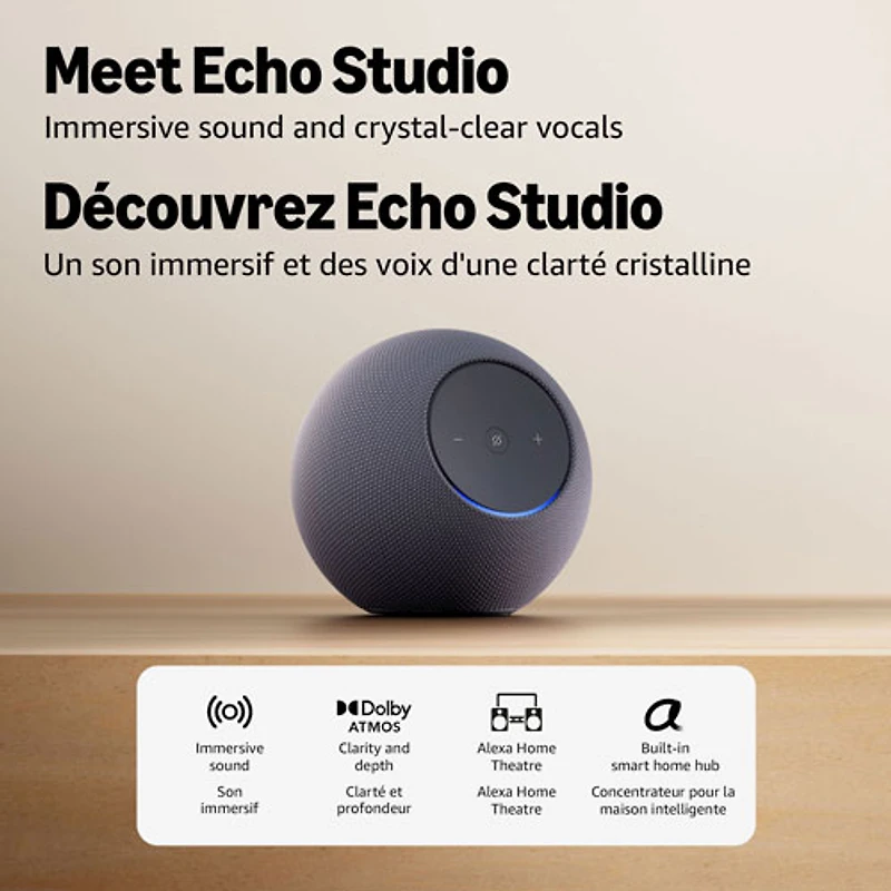 Haut-parleur intelligent Echo Studio d'Amazon avec Alexa+ - Graphite