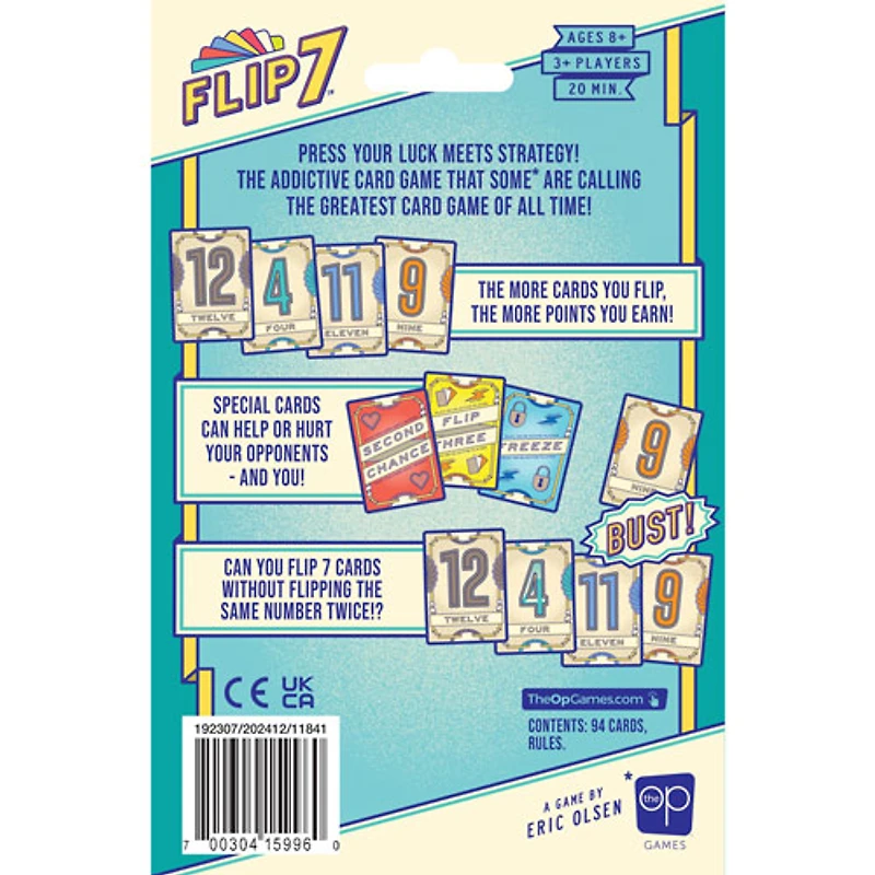 Jeu de cartes Flip 7 2nd Edition de USAOPOLY - Anglais