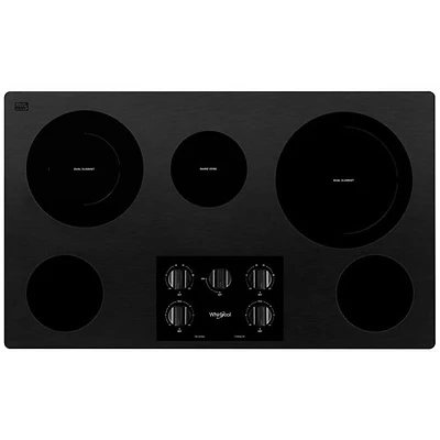 Boîte ouverte - Surface de cuisson électrique de 36 po à 5 éléments de Whirlpool (WCE77US6HB) - Noir