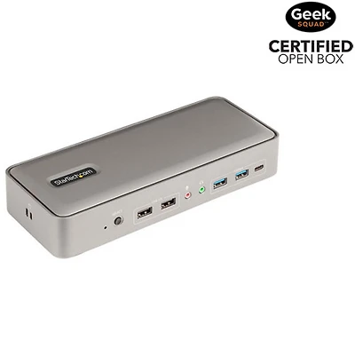 Boîte ouverte - Station d'accueil KVM USB-C de StarTech pour deux portables - Gris spatial