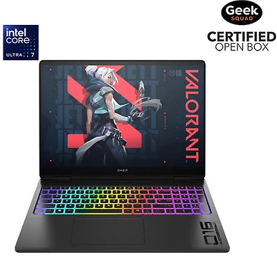 Boîte ouverte - Portable de jeu 16 po OMEN MAX 16 de HP - Noir ombragé (Core Ultra 7 255HX d'Intel/RAM 16 Go/SSD 1 To/GeForce RTX 5060)