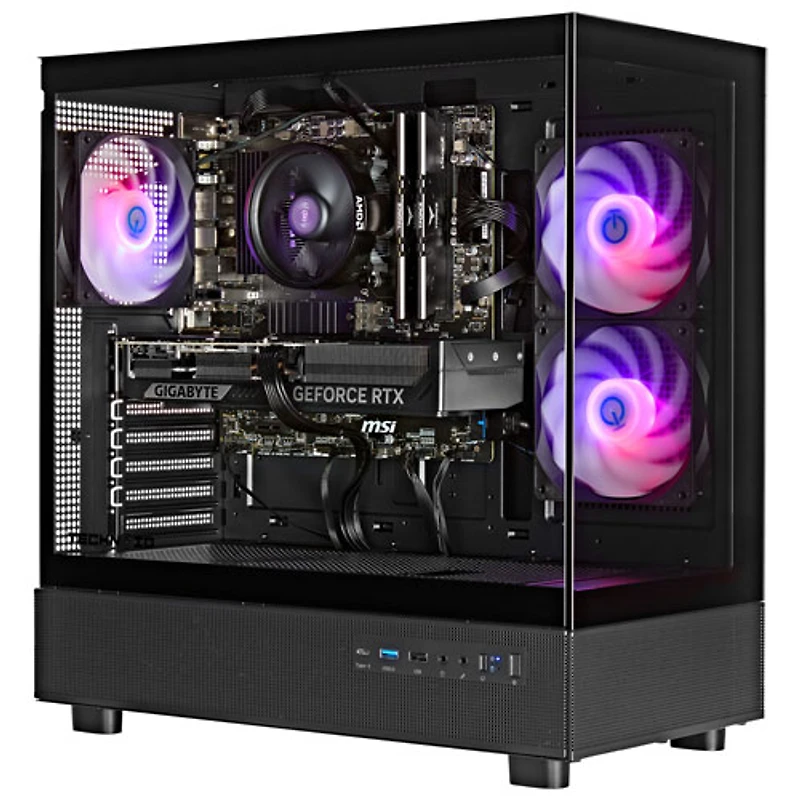 Ordinateur de jeu Glass de Technoid (Ryzen 7 7700X d'AMD/RAM 32 Go/SSD 2 To/GeForce RTX 5060/Windows 11)