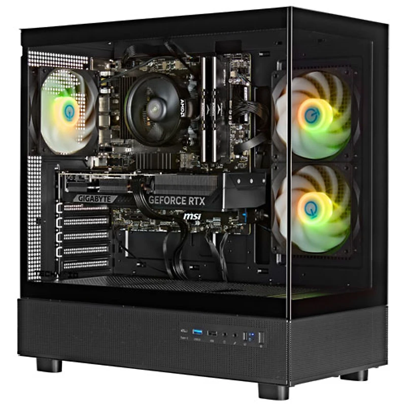 Ordinateur de jeu Glass de Technoid (Ryzen 7 7700X d'AMD/RAM 32 Go/SSD 2 To/GeForce RTX 5060/Windows 11)