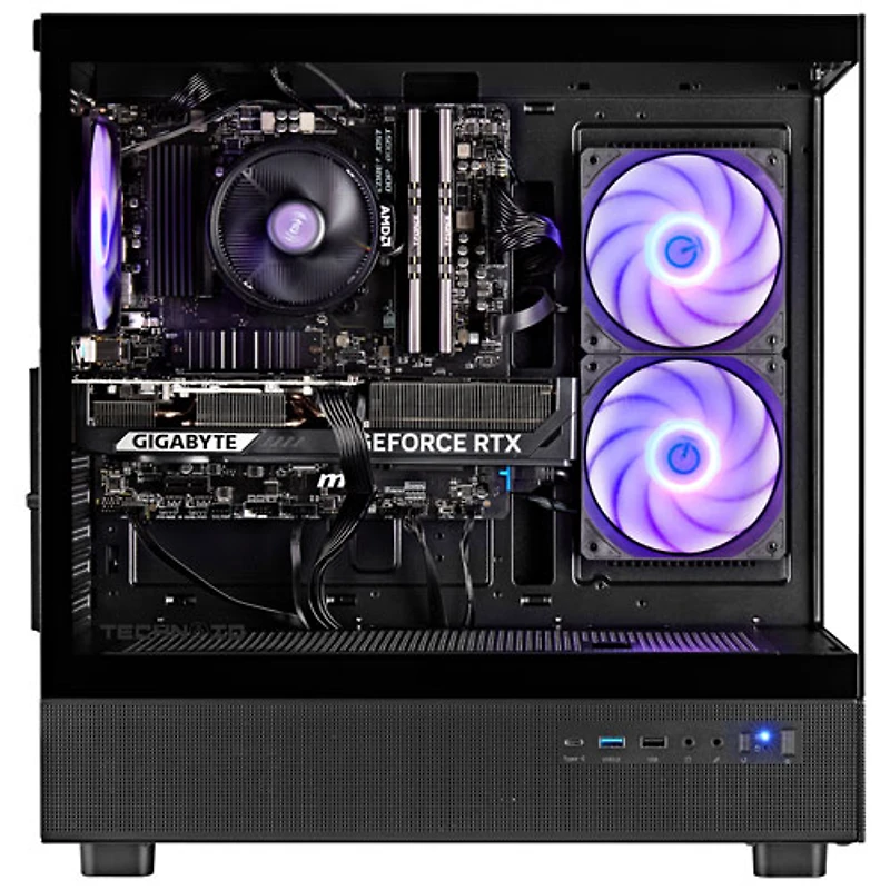 Ordinateur de jeu Glass de Technoid (Ryzen 7 7700X d'AMD/RAM 32 Go/SSD 2 To/GeForce RTX 5060/Windows 11)