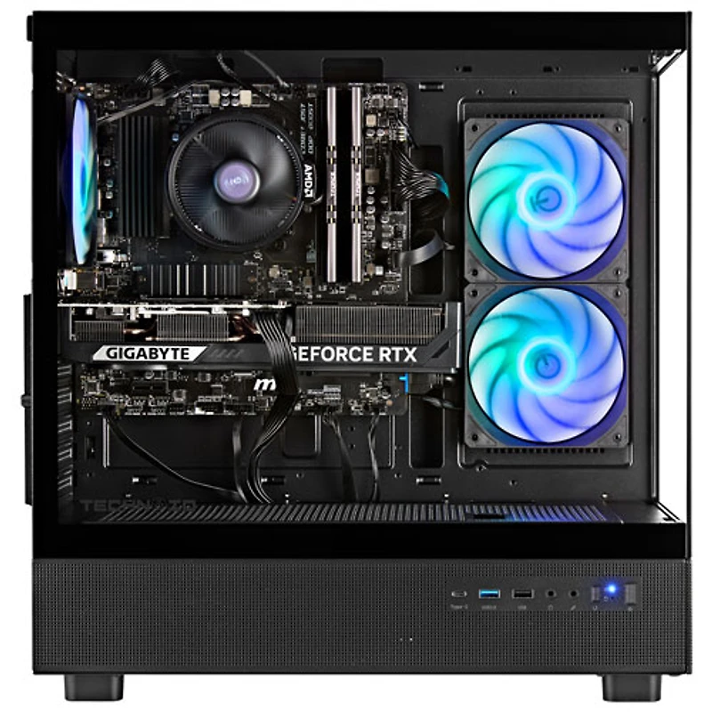Ordinateur de jeu Glass de Technoid (Ryzen 7 7700X d'AMD/RAM 32 Go/SSD 2 To/GeForce RTX 5060/Windows 11)