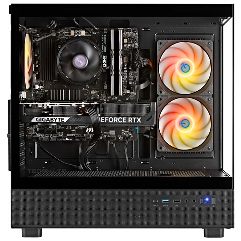 Ordinateur de jeu Glass de Technoid (Ryzen 7 7700X d'AMD/RAM 32 Go/SSD 2 To/GeForce RTX 5060/Windows 11)