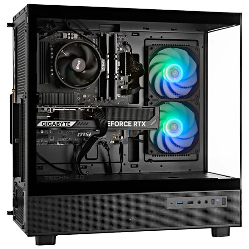 Ordinateur de jeu Glass de Technoid (Ryzen 7 7700X d'AMD/RAM 32 Go/SSD 2 To/GeForce RTX 5060/Windows 11)