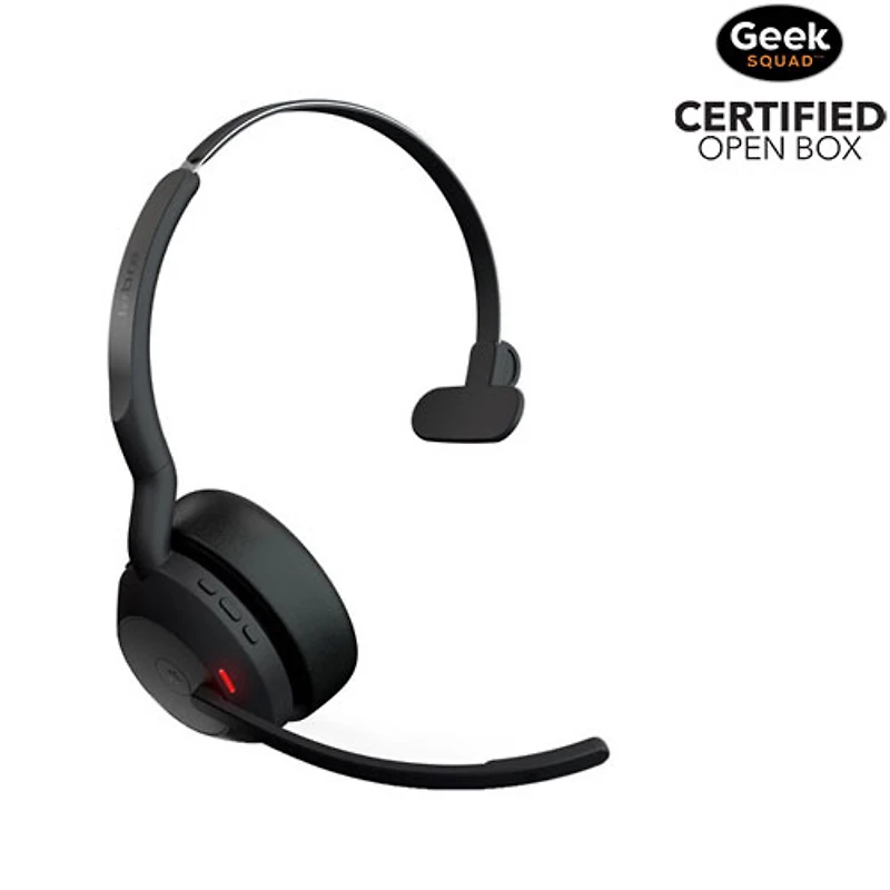 Boîte ouverte - Casque d'écoute Bluetooth sans fil à suppression du bruit Evolve 65 de Jabra avec microphone intégré (6593-839-409) - Noir
