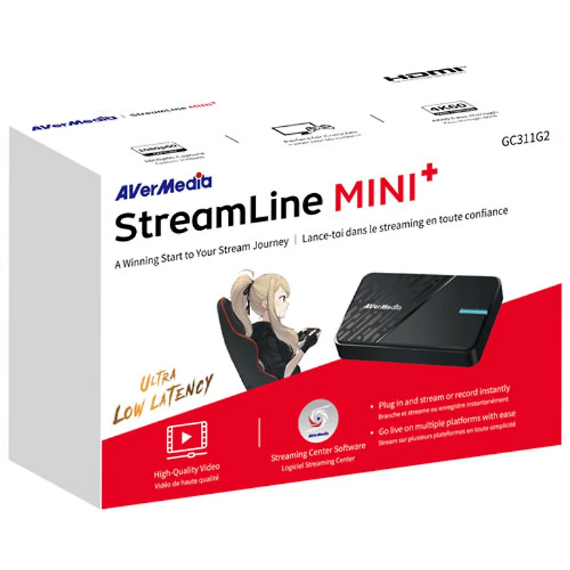 Carte de saisie vidéo USB 3.0 1080p StreamLine MINI+ d'AverMedia (GC311G2BLACK)