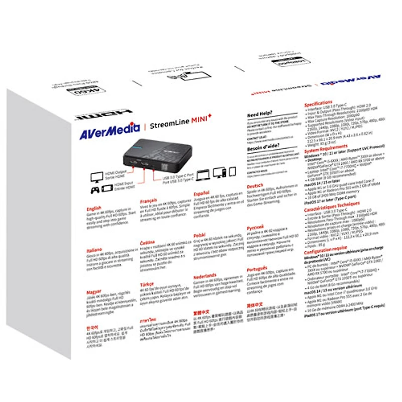 Carte de saisie vidéo USB 3.0 1080p StreamLine MINI+ d'AverMedia (GC311G2BLACK)