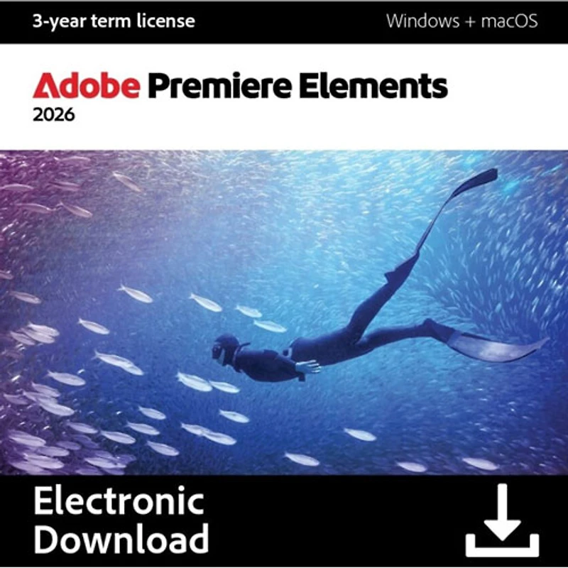 Adobe Premiere Elements 2026 (PC/Mac) - 1 utilisateur - 3 ans - Téléchargement numérique