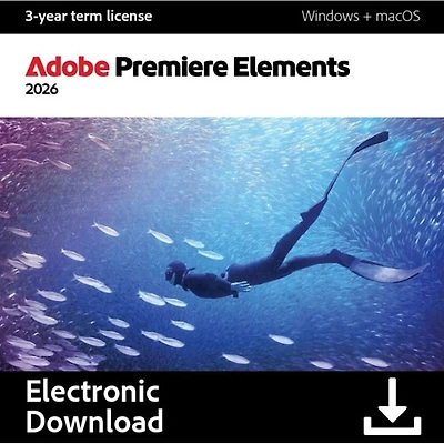 Adobe Premiere Elements 2026 (PC/Mac) - 1 utilisateur - 3 ans - Téléchargement numérique