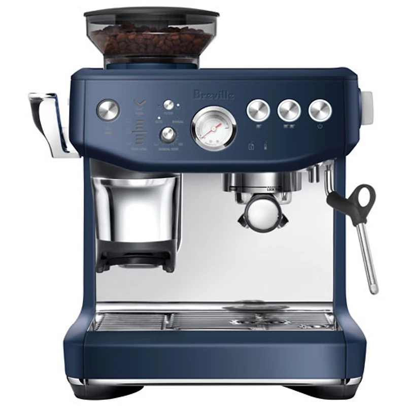 Refurbished (Good) - Breville Barista Express Impress Espresso Machine w/Frother&Coffee Grinder - Damson Blue - Remanufactured by Breville