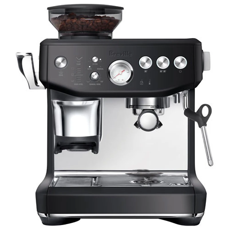 Refurbished (Good) - Breville Barista Express Impress Espresso Machine w/Frother&Coffee Grinder - Black Truffle - Remanufactured by Breville