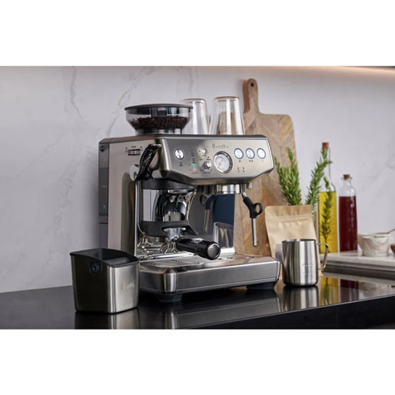 Refurbished (Good) - Breville Barista Express Impress Espresso Machine w/Frother&Coffee Grinder - Brushed SS - Remanufactured by Breville