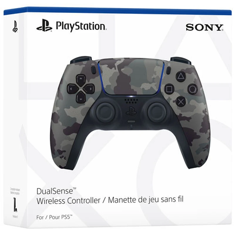 Manette sans fil DualSense de PlayStation 5 pour PS5, PC, Mac et appareils mobiles - Camouflage gris