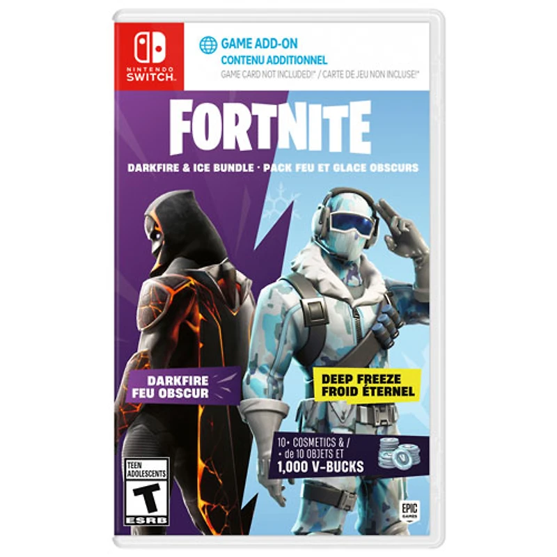 The Fortnite – Darkfire & Ice Bundle with 10+ cosmetics & 1000 V-Bucks (Switch