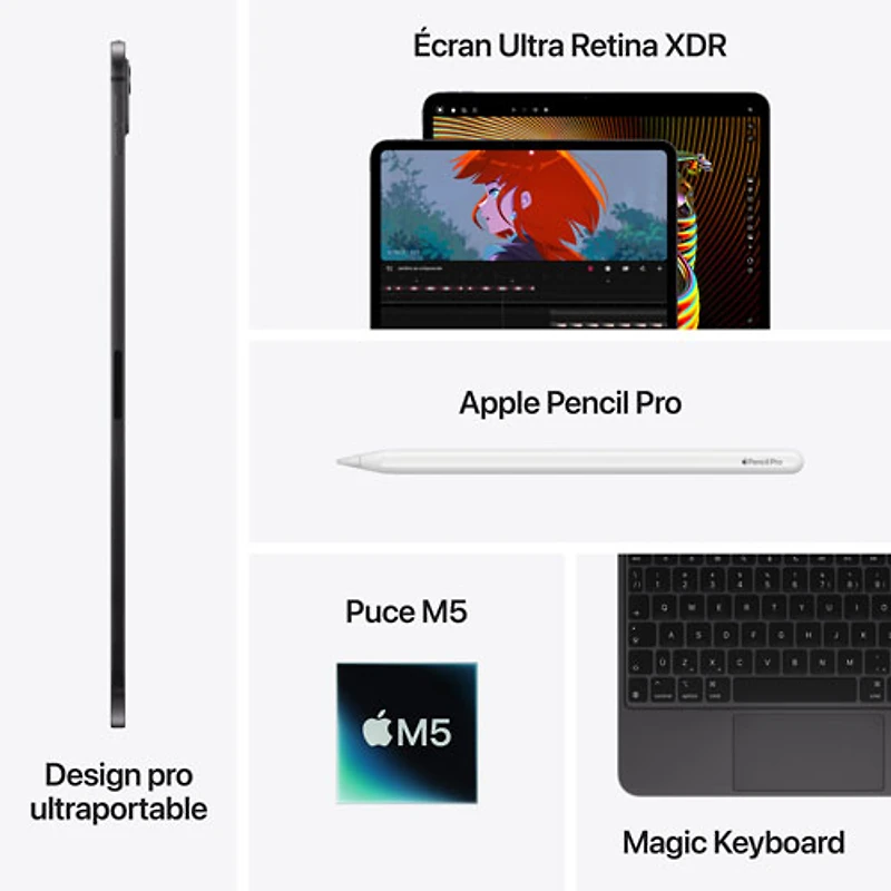 iPad Pro M5 de 13 po et 256 Go d’Apple avec Wi-Fi et 5G (8e génération) – Argenté