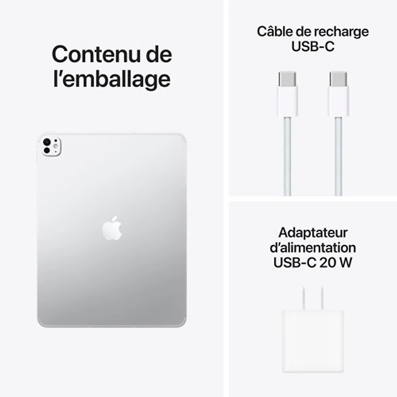 iPad Pro M5 de 13 po et 256 Go d’Apple avec Wi-Fi et 5G (8e génération) – Argenté