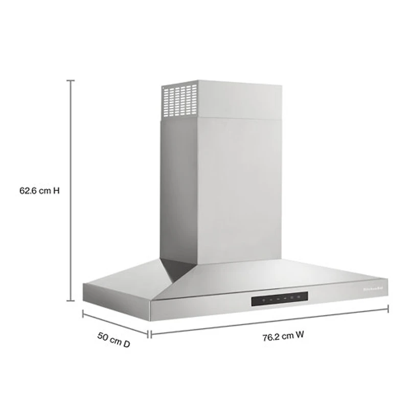 Hotte murale de 30 po de KitchenAid (KVWC730SSS) - Acier inoxydable