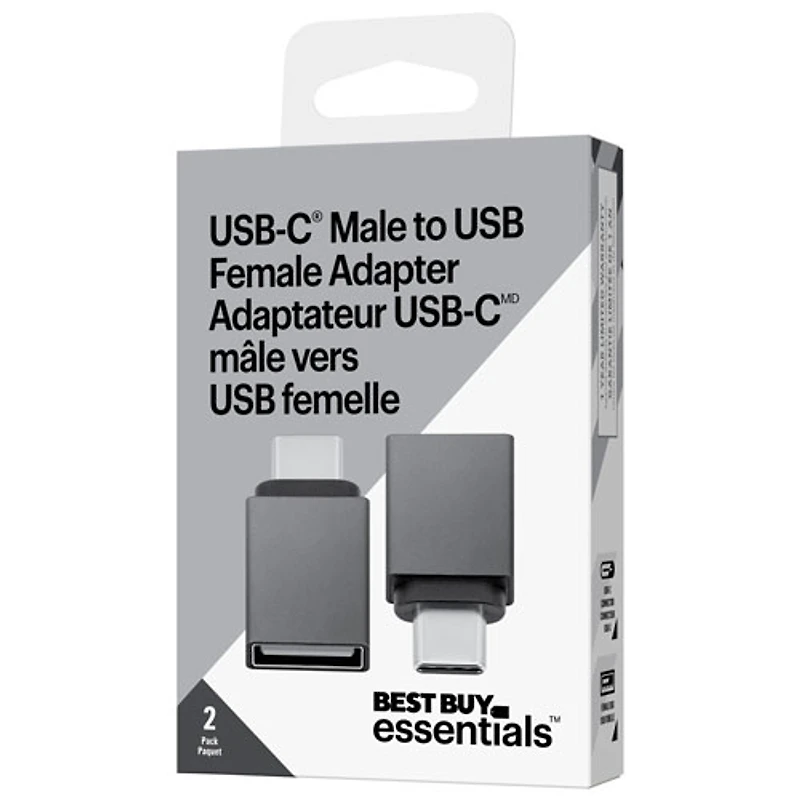 Best Buy Essentials USB-C Male to USB Female Adapter (BE-ADAPT2USBCB-C) - 2 Pack - Only at Best Buy
