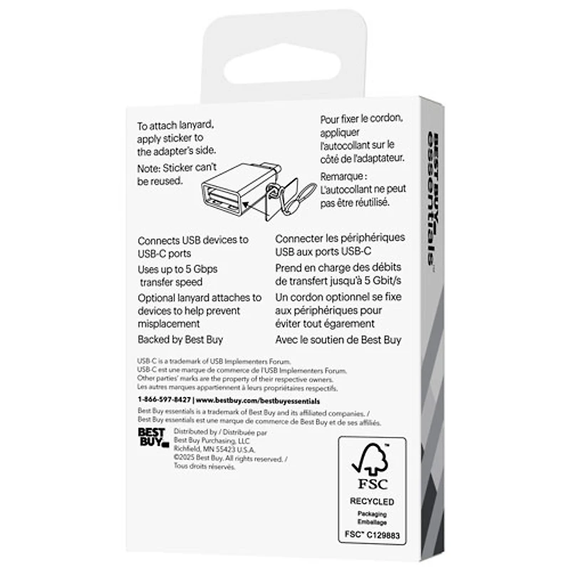 Best Buy Essentials USB-C Male to USB Female Adapter (BE-ADAPT2USBCB-C) - 2 Pack - Only at Best Buy